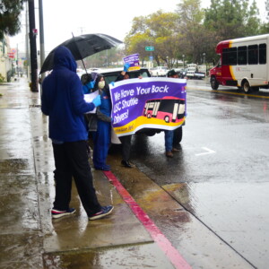 LAC+USC SEIU 721 members show their support for US C Shuttle Drivers