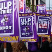 Picket signs saying ULP Strike Ready
