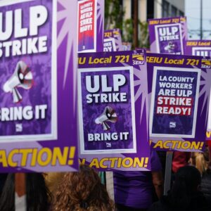 Picket signs saying ULP Strike Ready