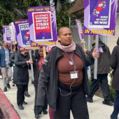 LA County SEIU 721 members walking a ULP picket line
