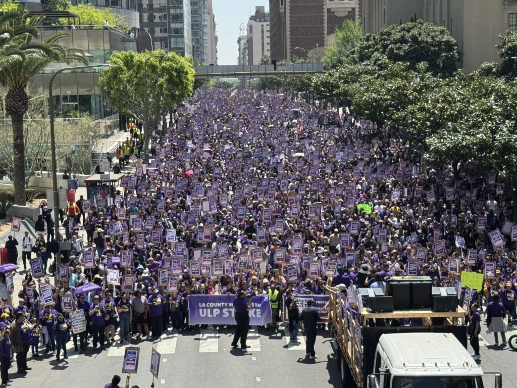 Photo Apr 29 2025, 11 51 01 AM Photo of massive march of 10,000 LA County workers who are members of SEIU 721.