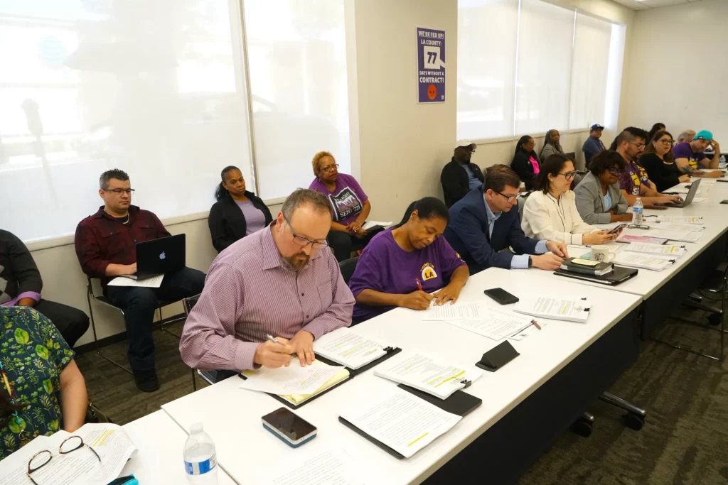 LA County Bargaining Policy Committee team reviews last, best, and final offer.