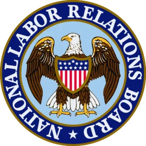 National Labor Relations Board seal. The seal has an eagle w/ a USA flag shield in the center.